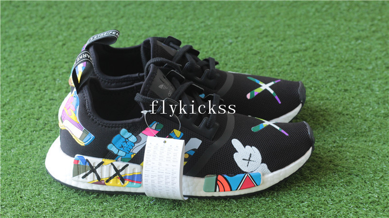 Kaws x Adidas NMD R1 Black White Real Boost